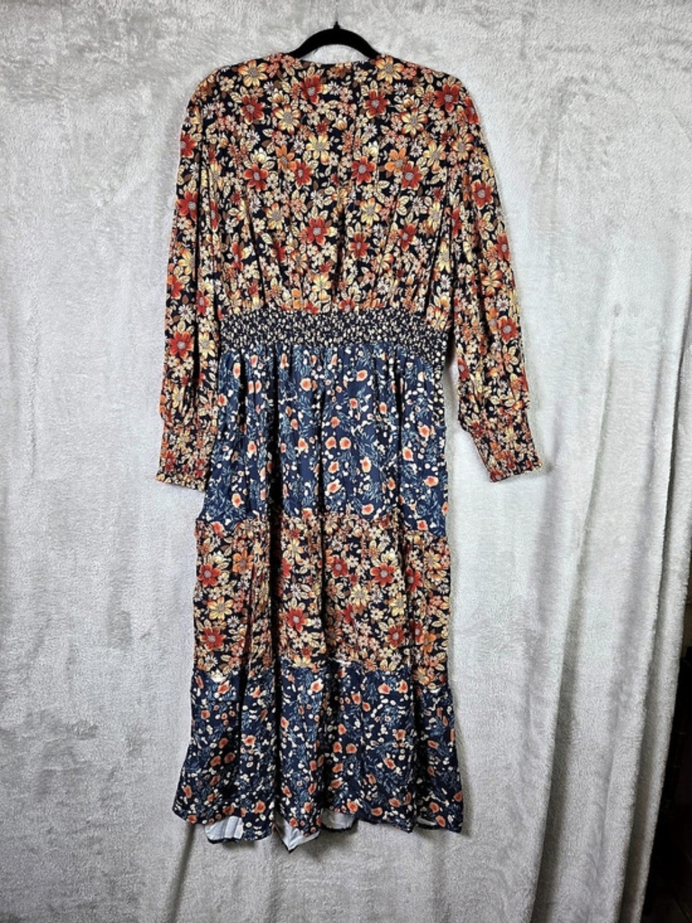Umgee Floral Maxi Dress in Blue & Orange Size XL - Picture 2 of 3